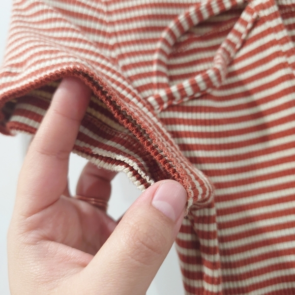 FREE PEOPLE Frenchie Striped Short Sleeve Top, Cayenne Combo, High Stretch, L - Picture 7 of 16